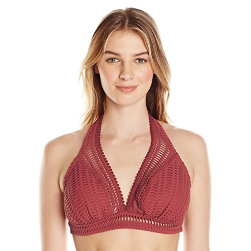 NWT Women's Sophia Crochet D-Cup Halter Bikini Top